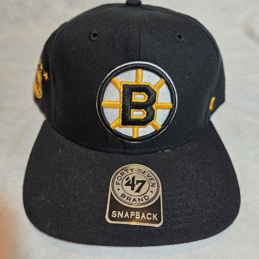 NEW NHL 47Brand Black & Yellow Boston Bruins Snapback Hat Cap
